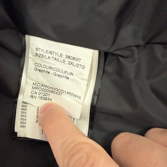 Canada Goose Wyndham Parka - Graphite - Men’s 2XL - Style 3808MT - Picture 11 of 14